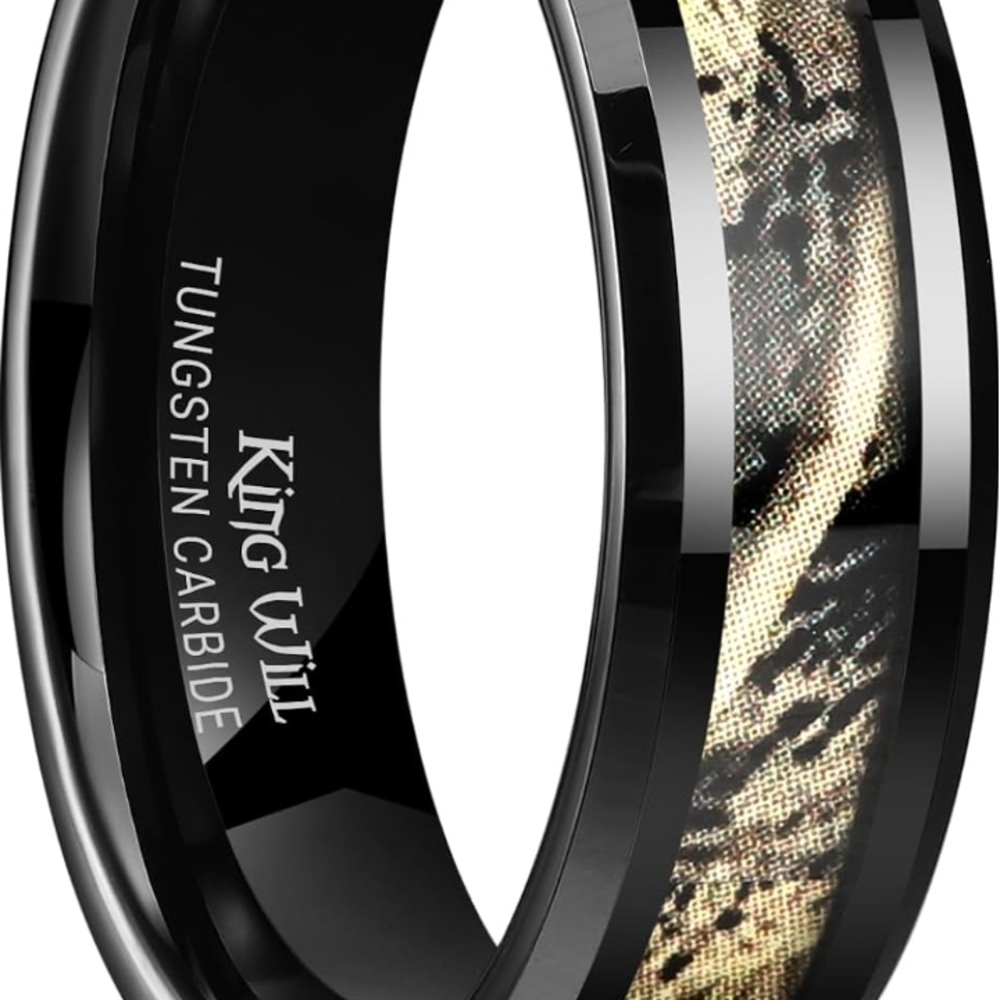Black Tungsten Carbide Ring with Gold Accent